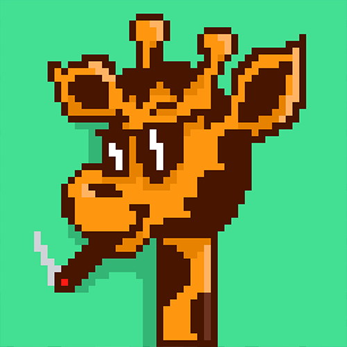 NFT Pixel Art 90's Toys R Us Geoffrey the Giraffe Smoking a Blunt on OpenSea